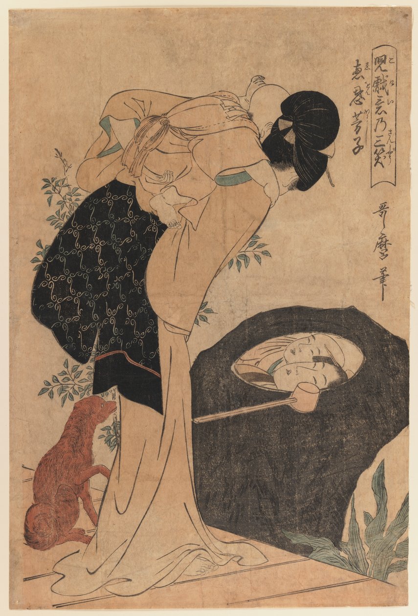 Žena a dítě, 1800 (dřevotisk) od Kitagawa Utamaro