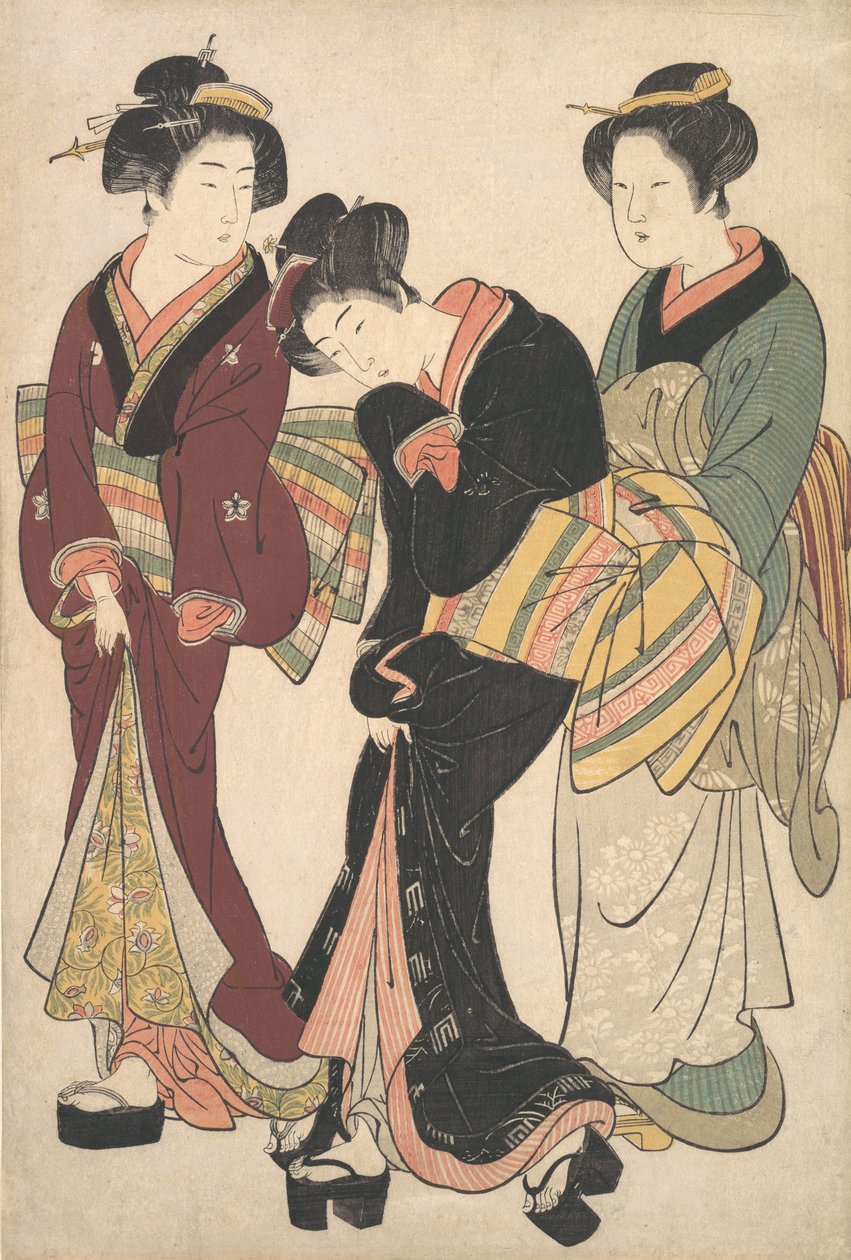 Dvě Gejši a služebná, ca. 1790. od Kitao Shigemasa