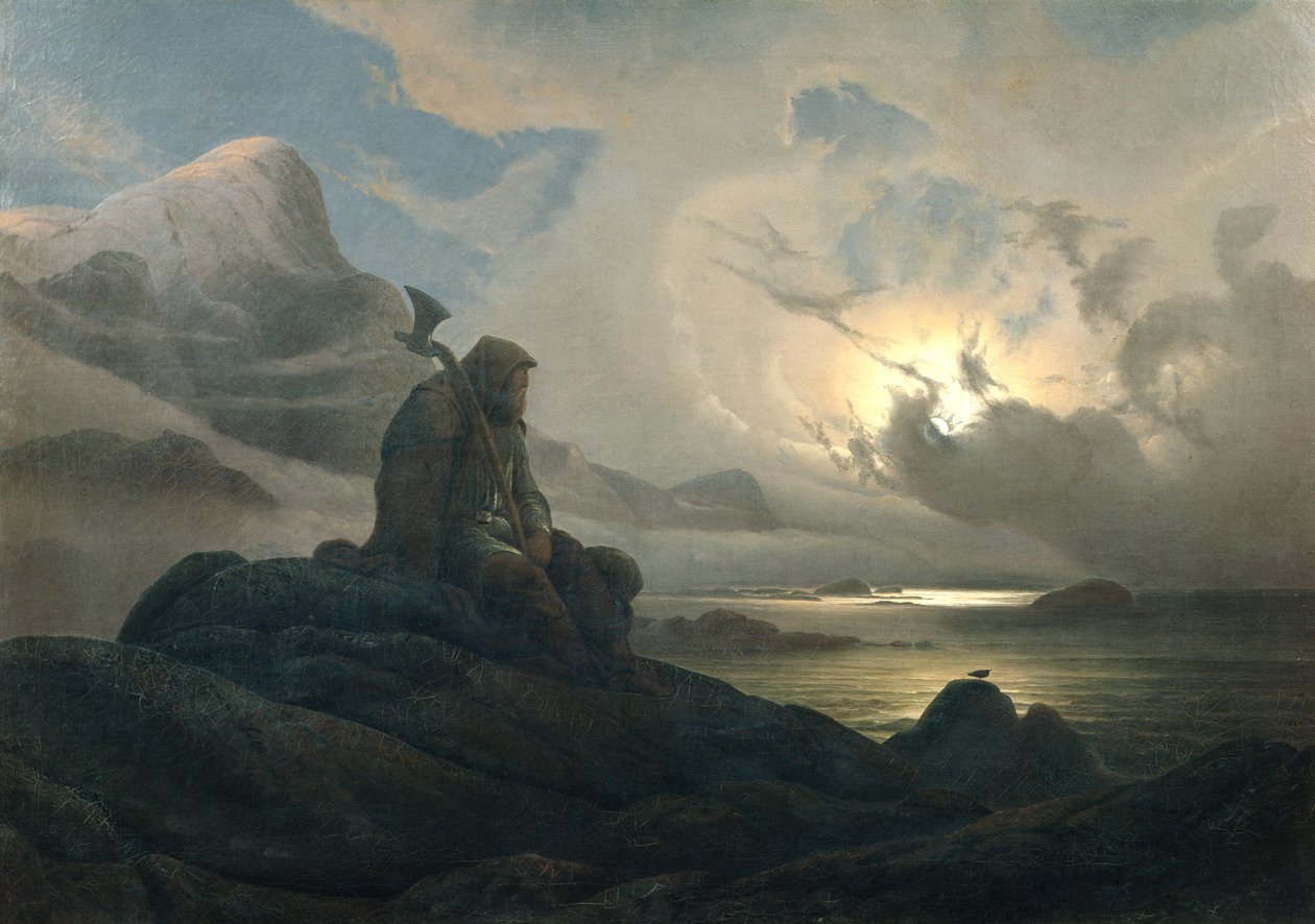 Pobřežní krajina s osobou od Knud Andreassen Baade