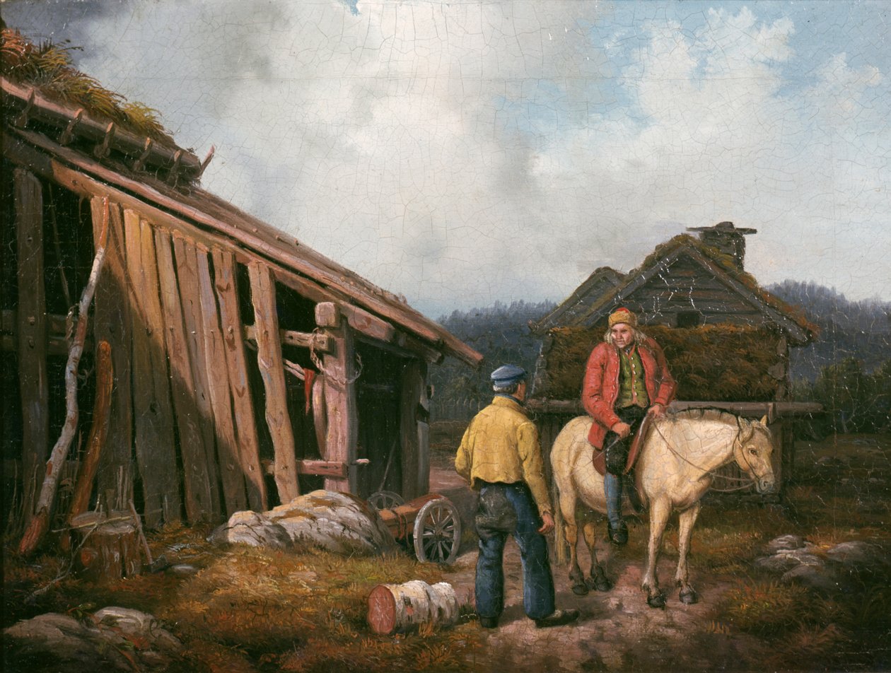 Muž na koni (olej na plátně) od Knud Bergslien