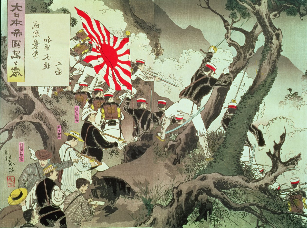 Scéna z čínsko-japonské války v Koreji (dřevěná bloková rytina) od Kobayashi Kiyochika