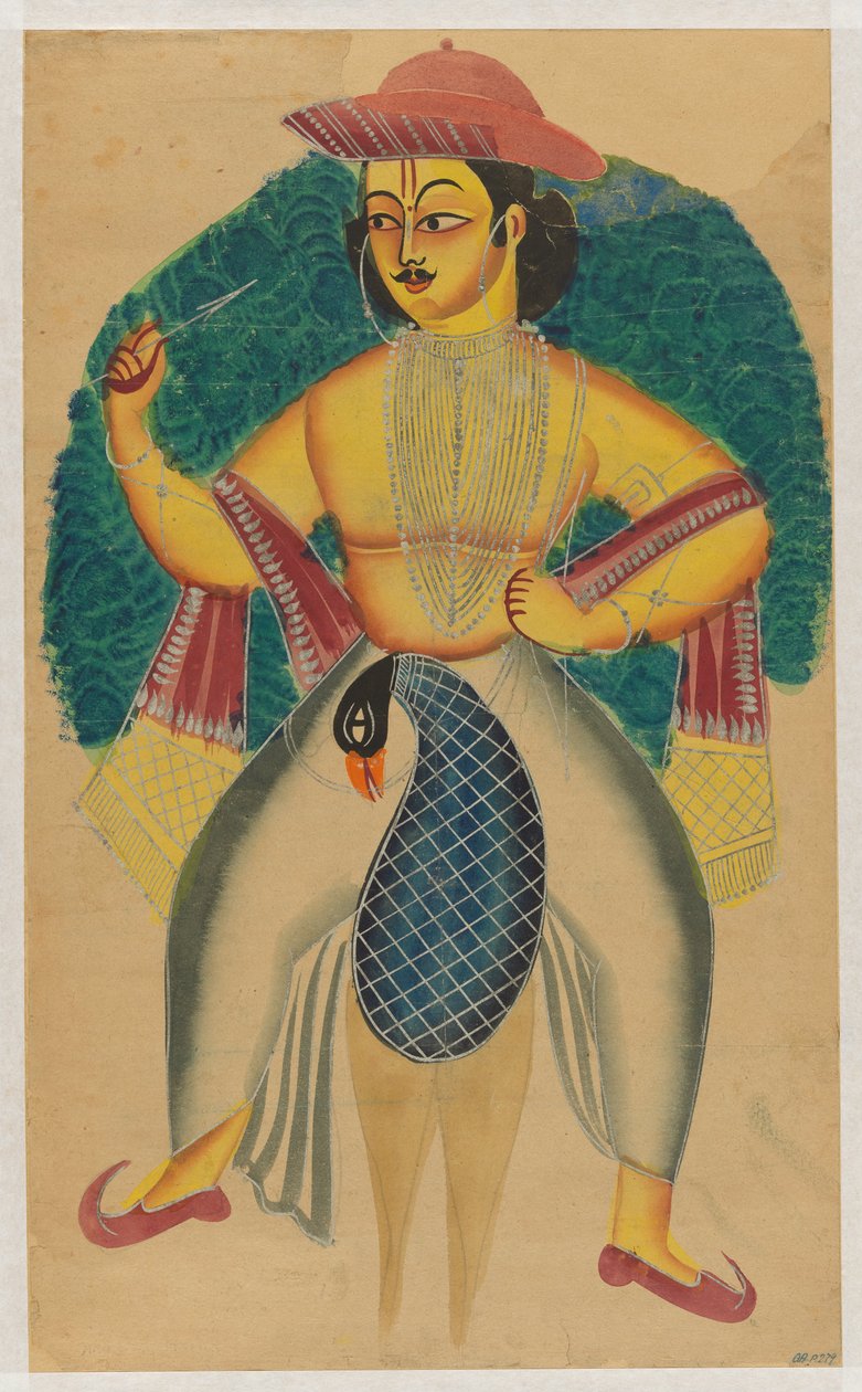 Skanda na svém páva od Kolkata (Calcutta) Kalighat