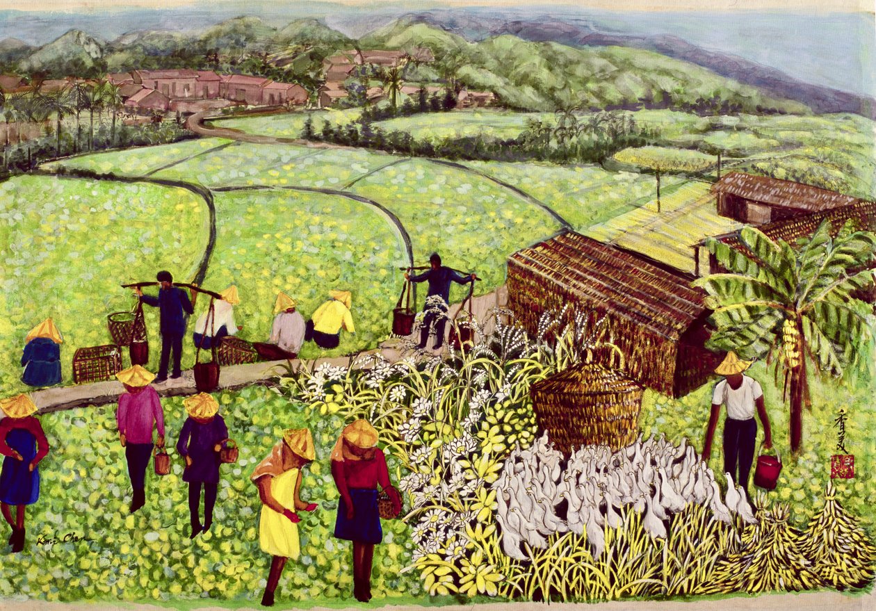 Pastorální, 1992 (kvaš na hedvábí) od Komi Chen