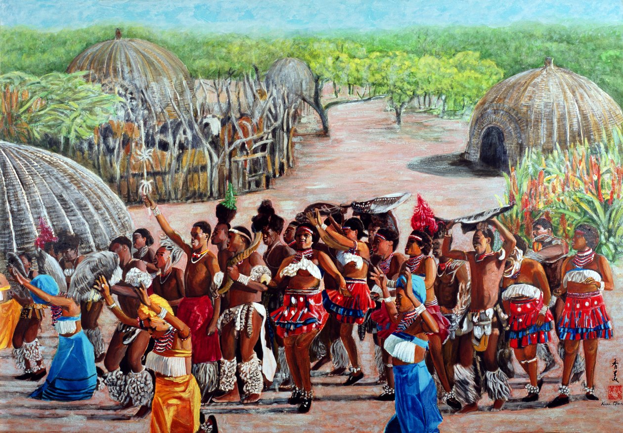 Zulu Celebration, 1989 (kvaš na rýžovém papíře) od Komi Chen
