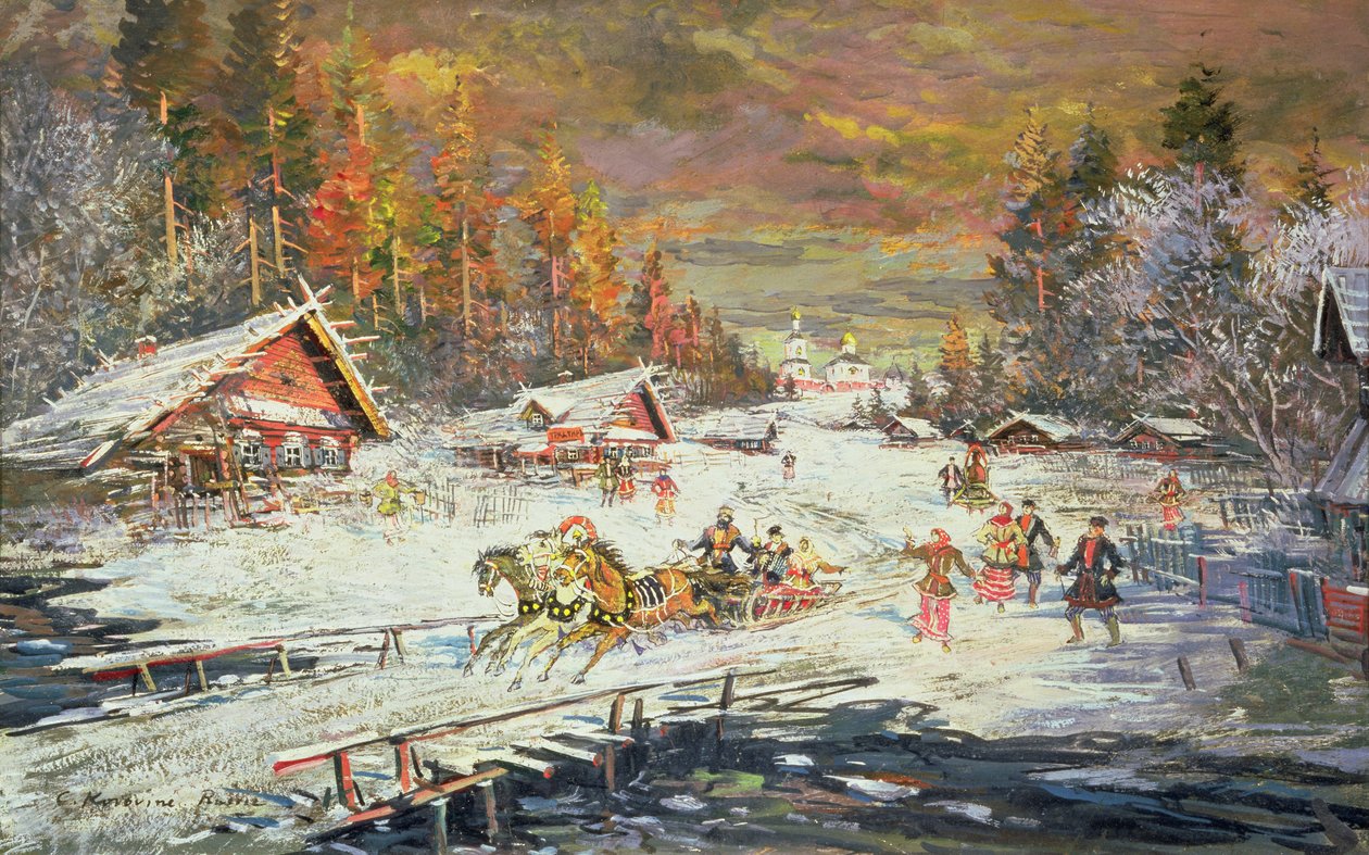 Ruská zima, 1900-10 od Konstantin Alekseevich Korovin