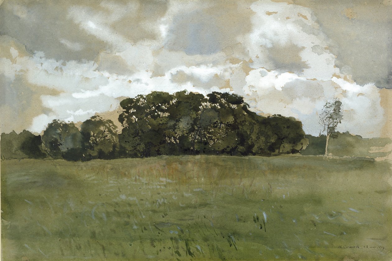 Krajina s šedými mraky, 1897 (akvarel a tělová barva přes stopy grafitu na lesklém papíře) od Konstantin Andreevic Somov