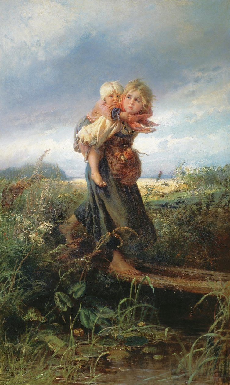 , Angličtina: Děti utíkající před bouřkou od Konstantin Egorovich Makovsky