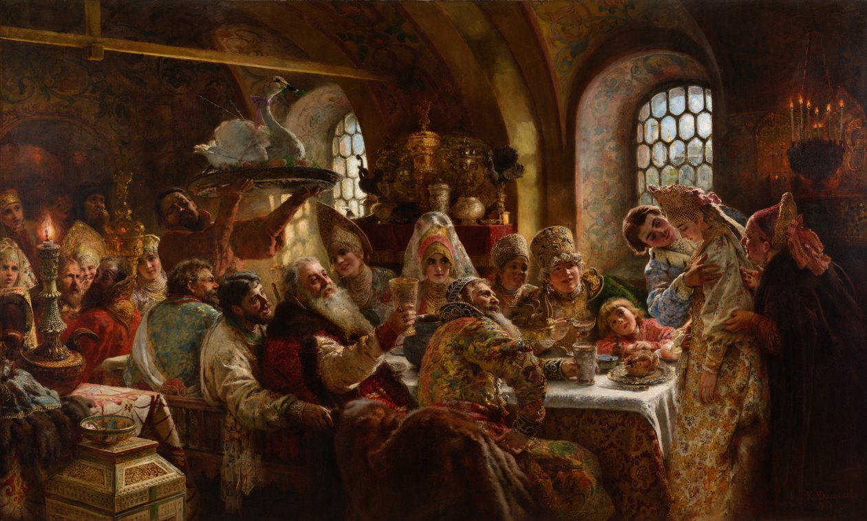 Boyarská svatební hostina od Konstantin Egorovich Makovsky