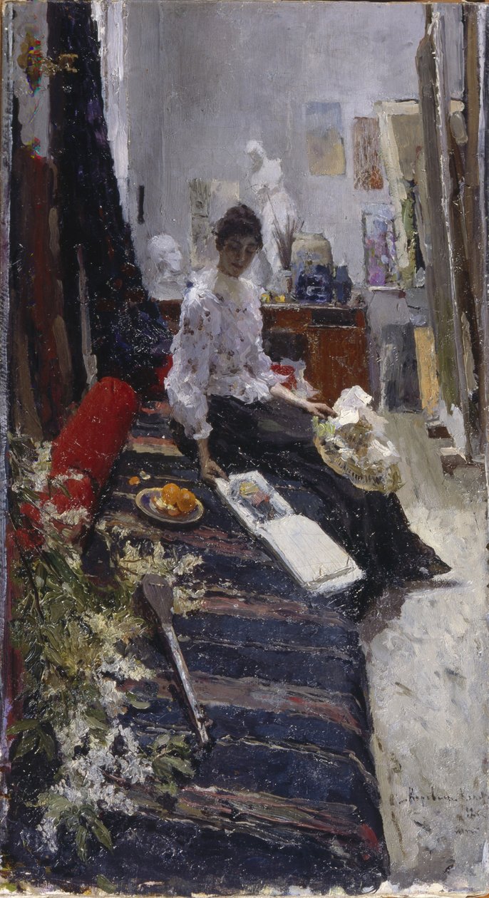 V ateliéru Malíři od Konstantin Alekseevich Korovin