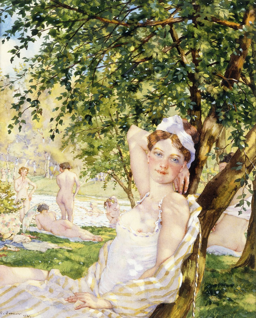 Koupající se na slunci od Konstantin Andreevic Somov