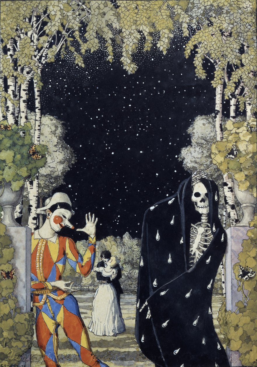 Harlekýn a smrt, 1907 od Konstantin Andreevic Somov