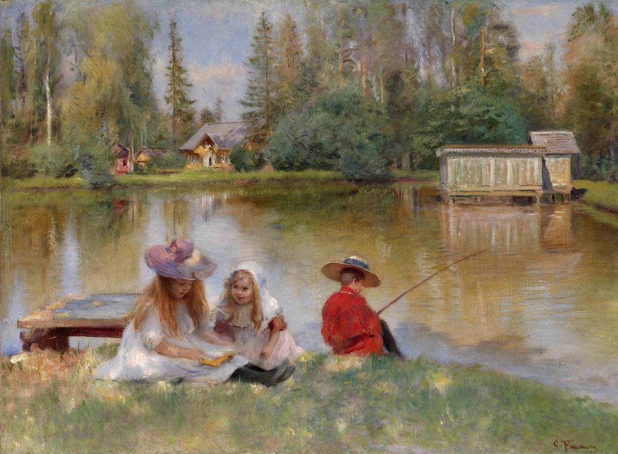 Děti u jezera od Konstantin Egorovich Makovsky