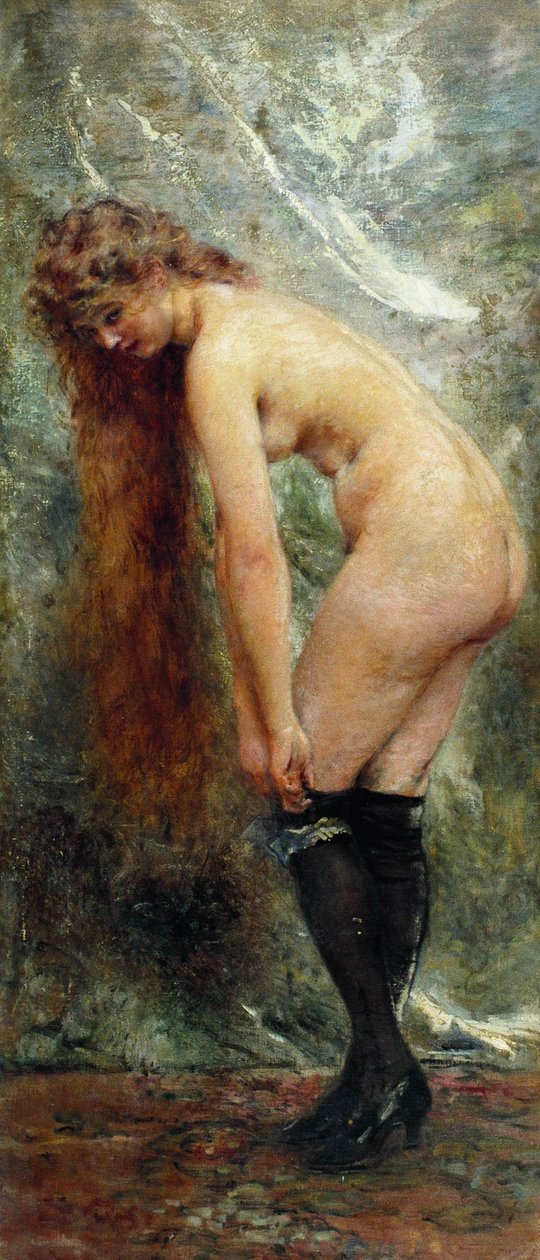 Rusky: "Nahá v černých punčochách" Nahá v černých punčochách od Konstantin Makovsky