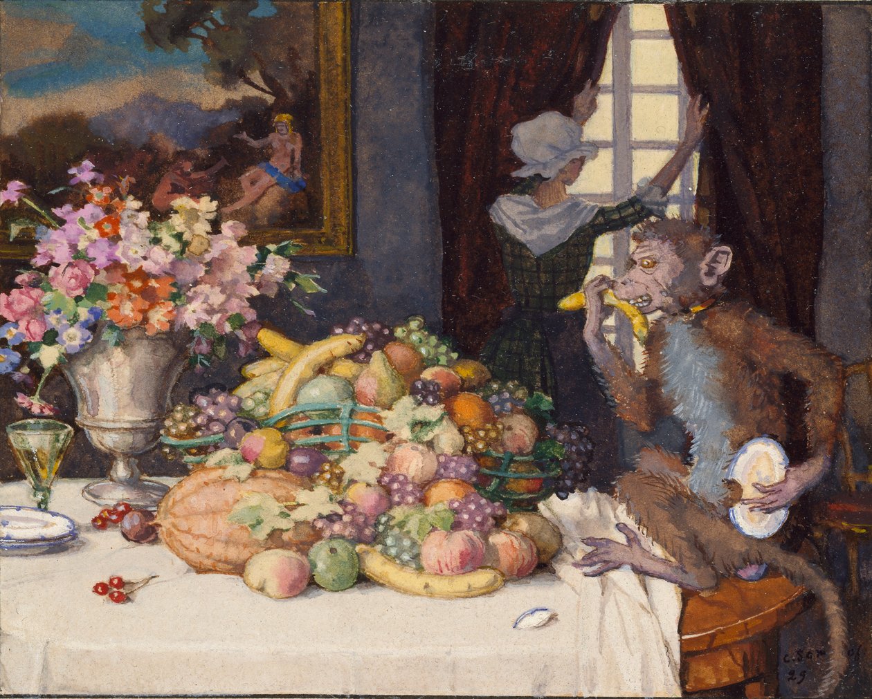 Greedy Monkey, 1929 od Konstantin Somov