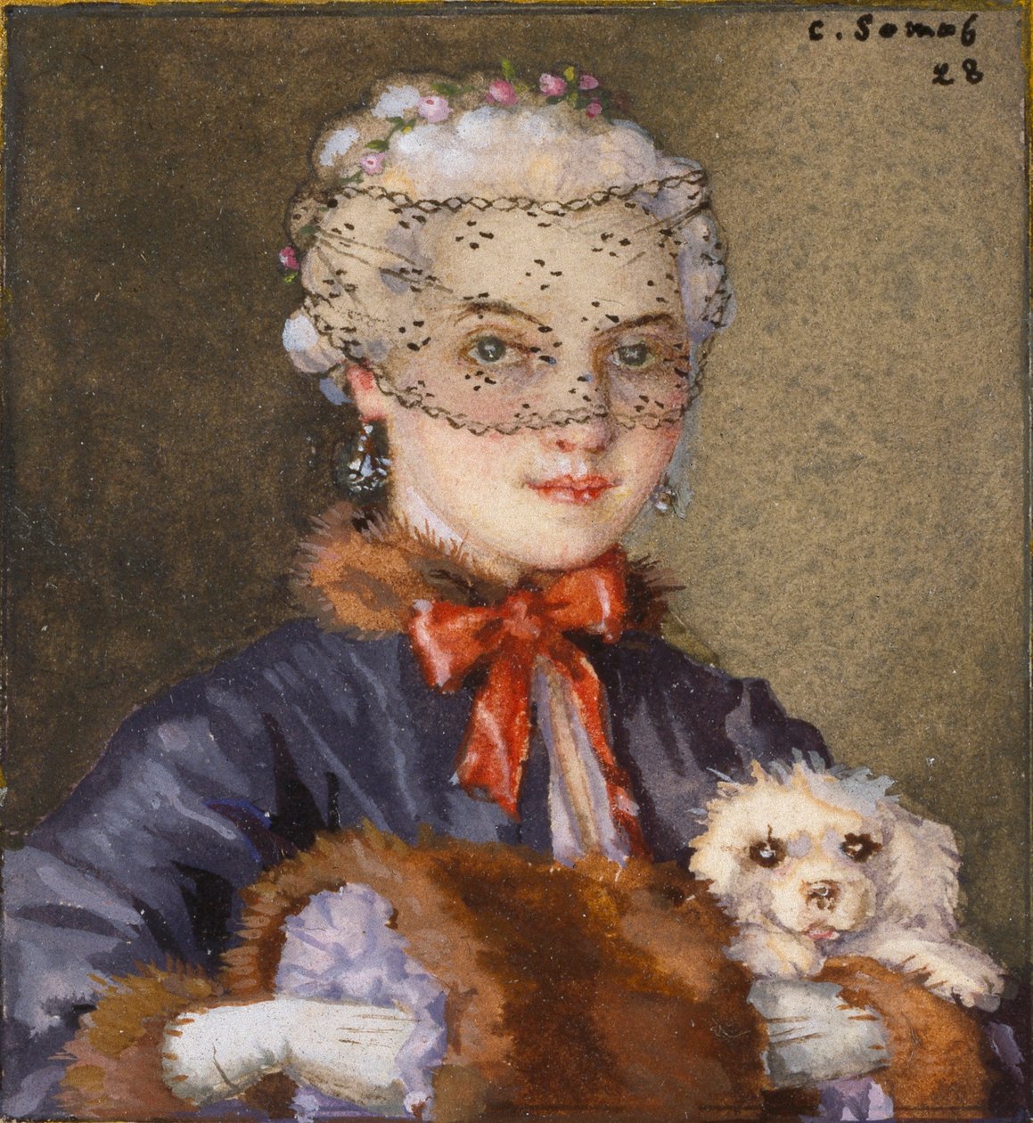 Dáma se psem, 1928 od Konstantin Somov