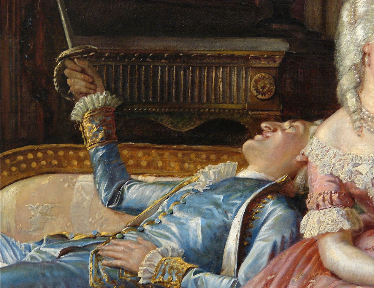 Scéna z dvora Christiana VII., Detail od Kristian Zahrtmann