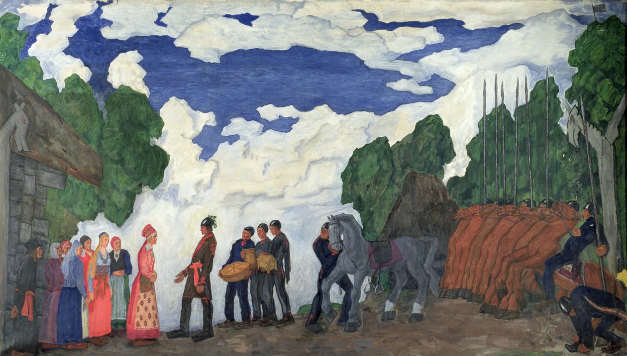 Návrh na sňatek Kaleva (tempera na plátně) od Kristjan Raud