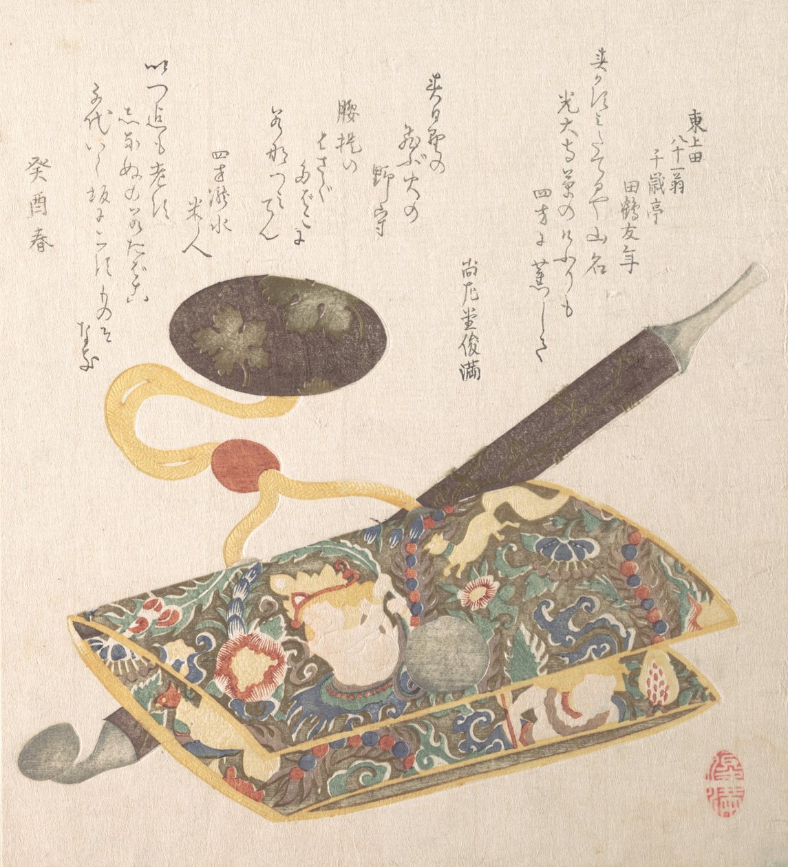 Tobacco Pouch and Pipe, 1813. od Kubo Shunman