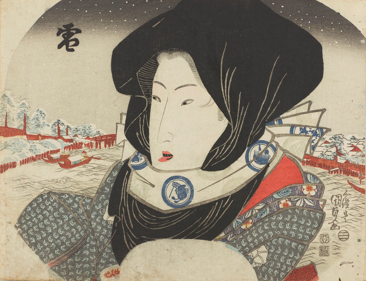 Sníh, ze série Sníh, měsíc a květiny. od Kunisada