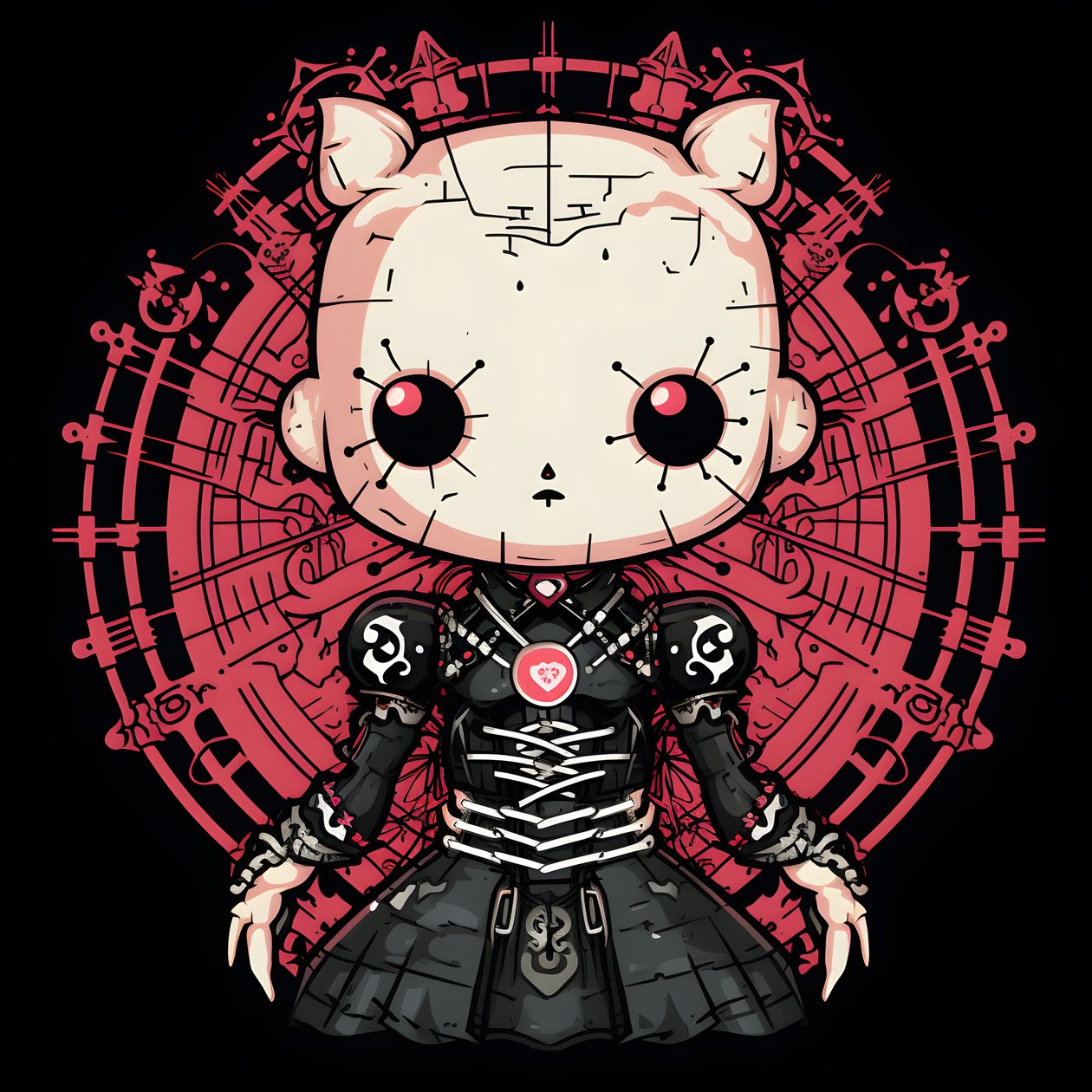 Hello Kitty ja Pinhead Shirt Design 3 od Kurt Heppke