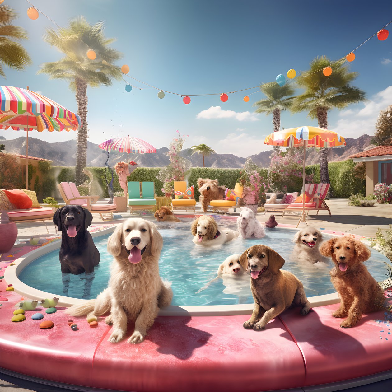 Hunde-Poolparty v Palm Springs 2 od Kurt Heppke
