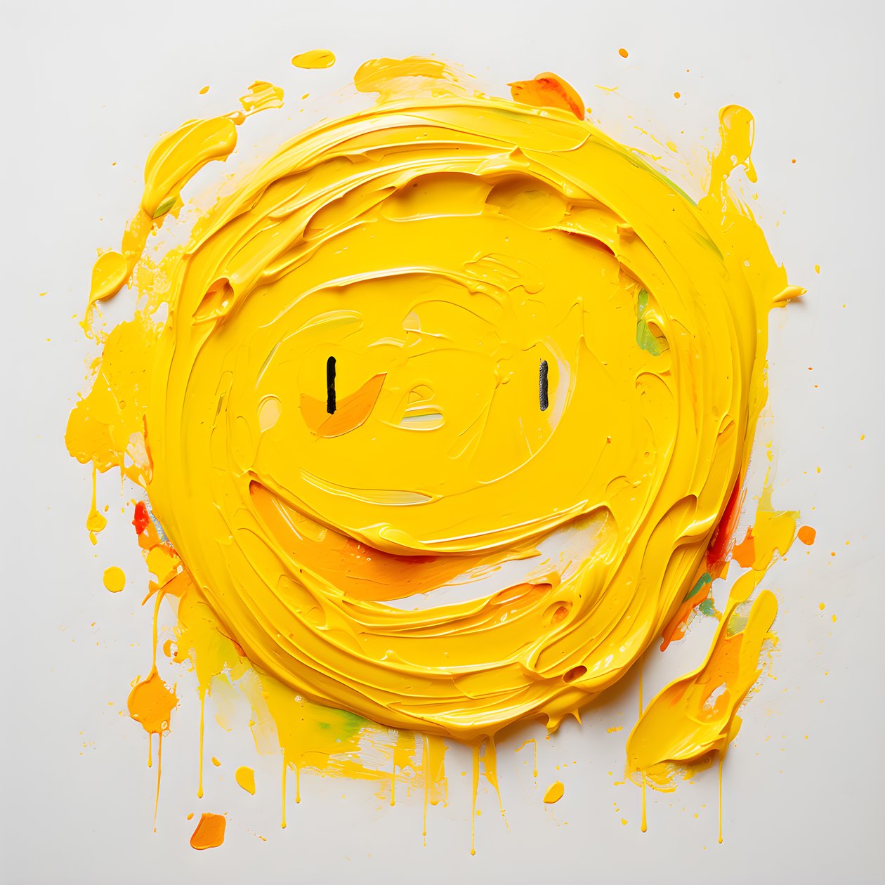 žlutý smajlík namalovaný impasto 2 od Kurt Heppke