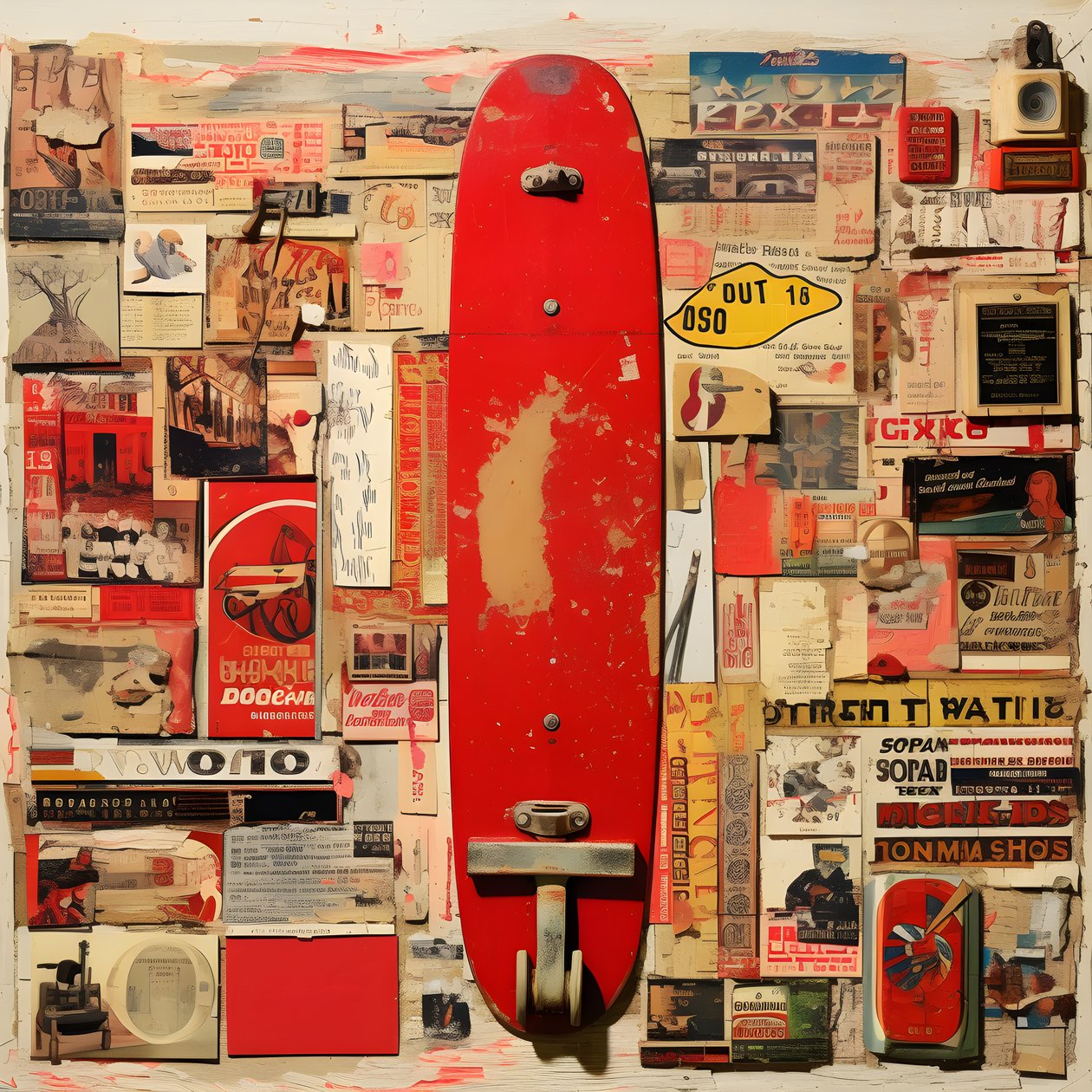 rote Collage, skateboardy 2 od Kurt Heppke