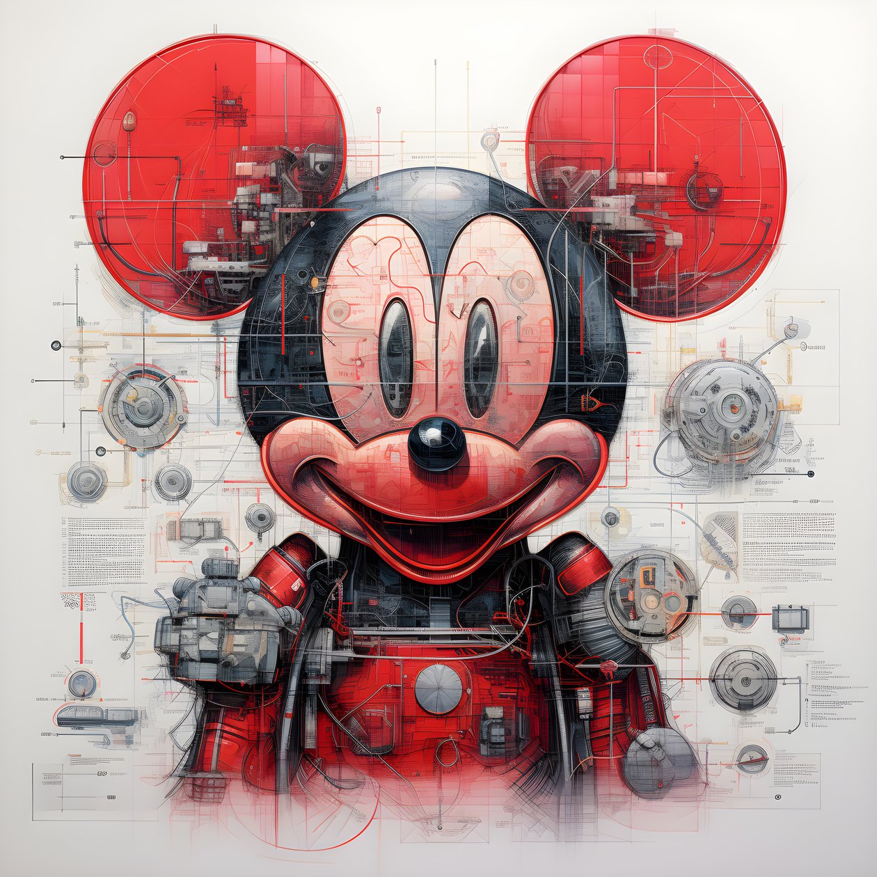 Technické výkresy Cyberpunk Mickey Mouse 3 od Kurt Heppke