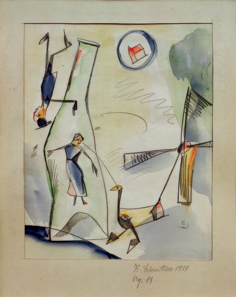 Aq. 11 (obrázek-žena-husa) od Kurt Schwitters
