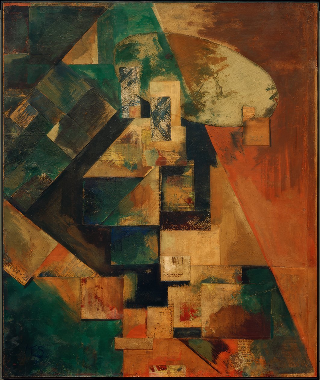Merzbild 1 B obrázek s červeným křížem od Kurt Schwitters