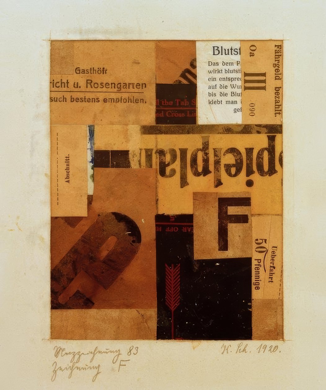 Merz kresba 83 kresba F od Kurt Schwitters