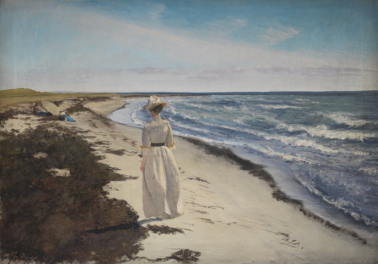 Dáma na pláži Karrebæksminde na Zélandu od Laurits Andersen Ring