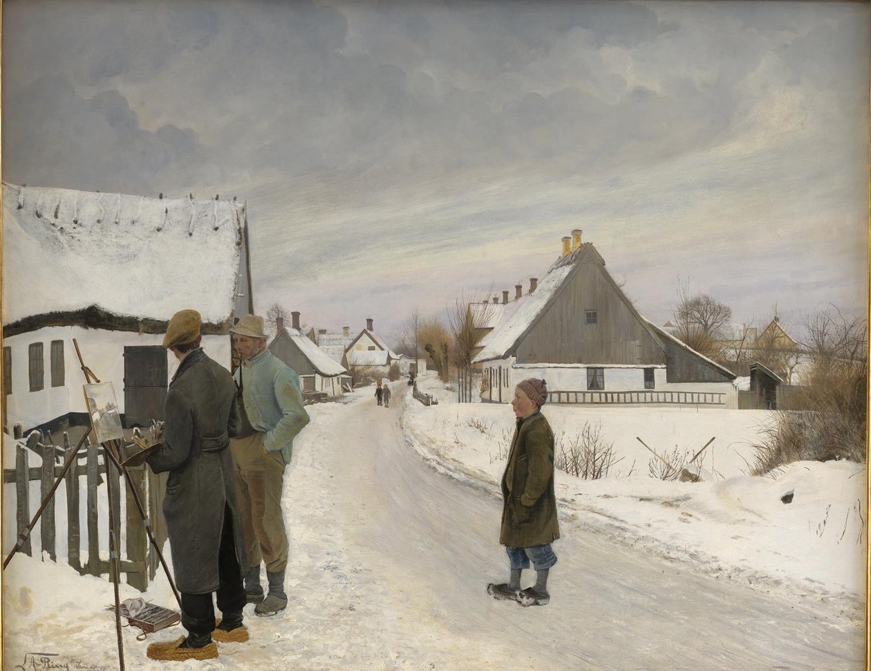 Malíř ve vesnici od Laurits Andersen Ring
