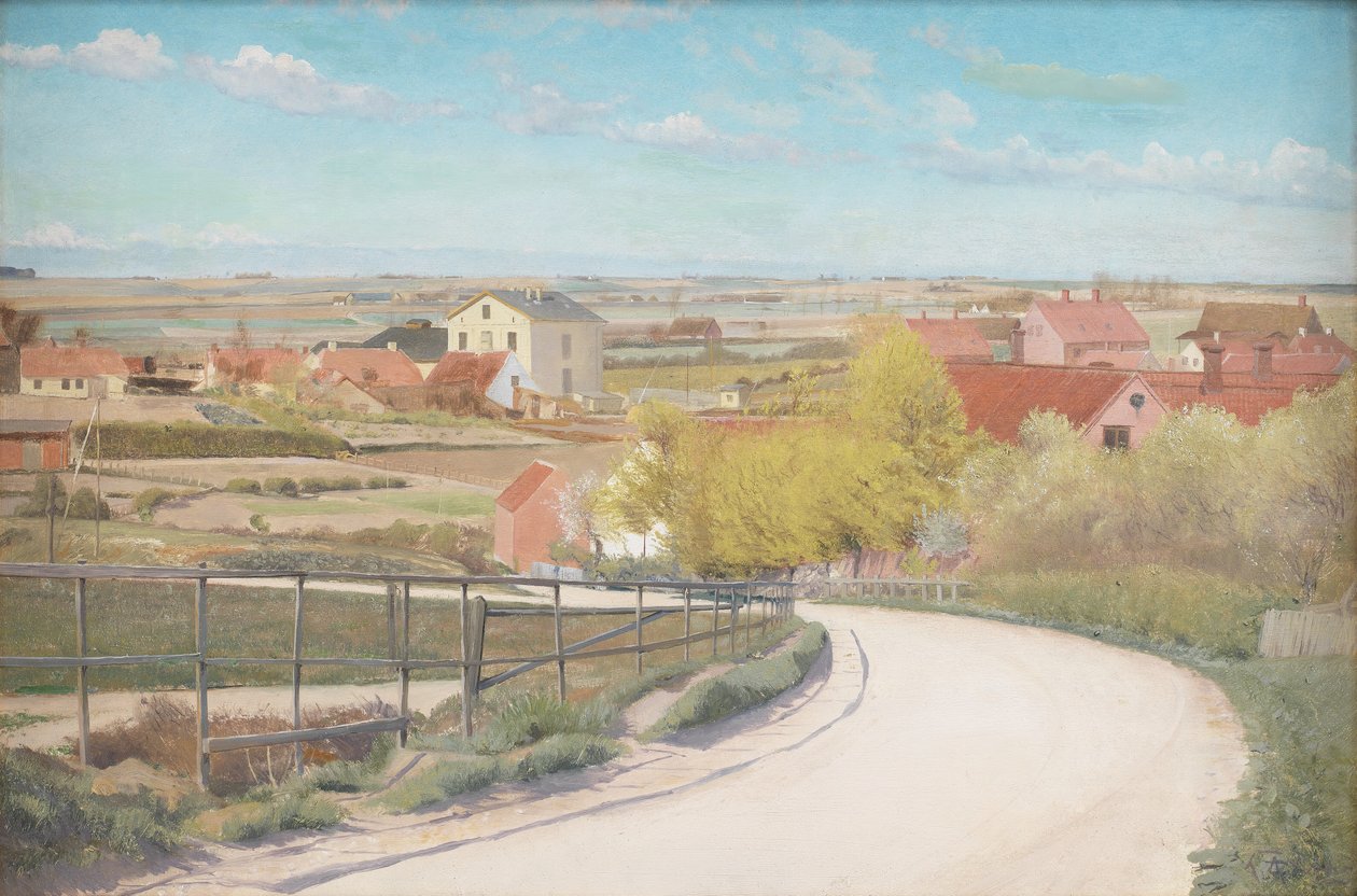 Pohled ze silnice poblíž Næstvedu na Zélandu od Laurits Andersen Ring