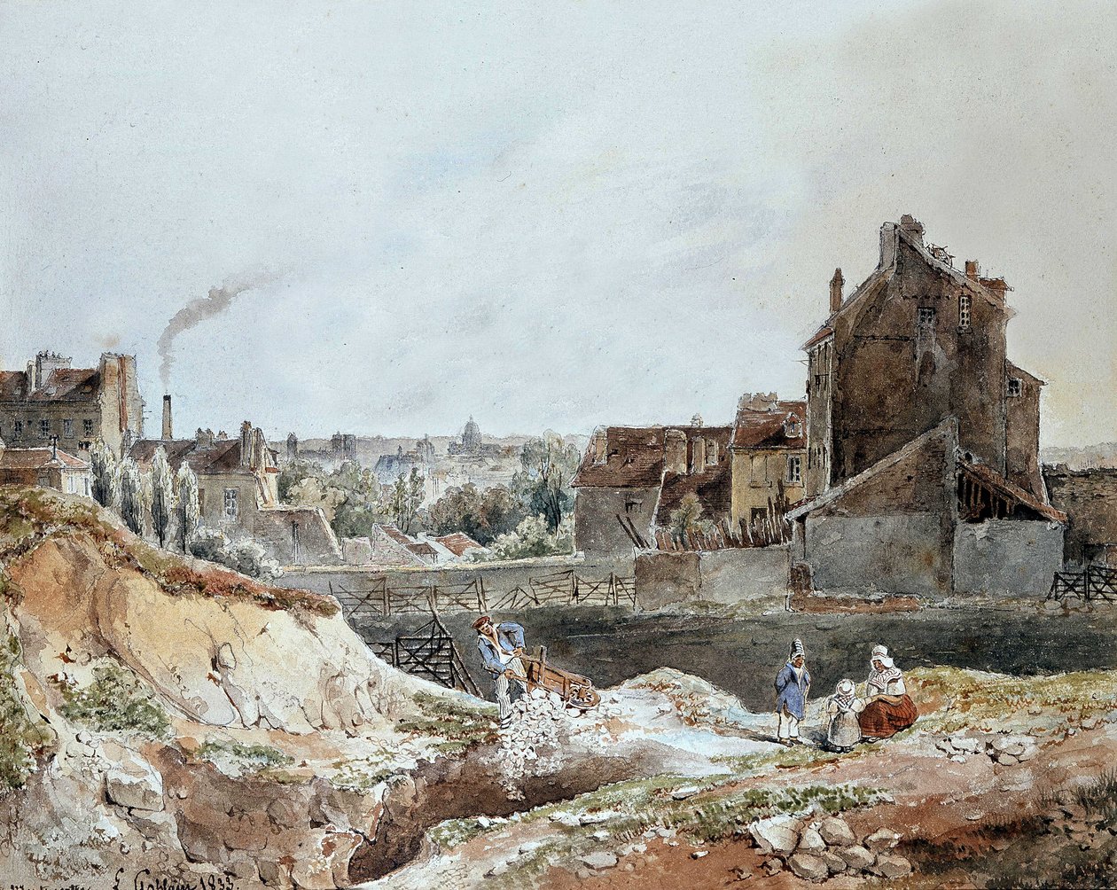 Montmartre v roce 1833 Goblainem (lomy) od L. Goblain