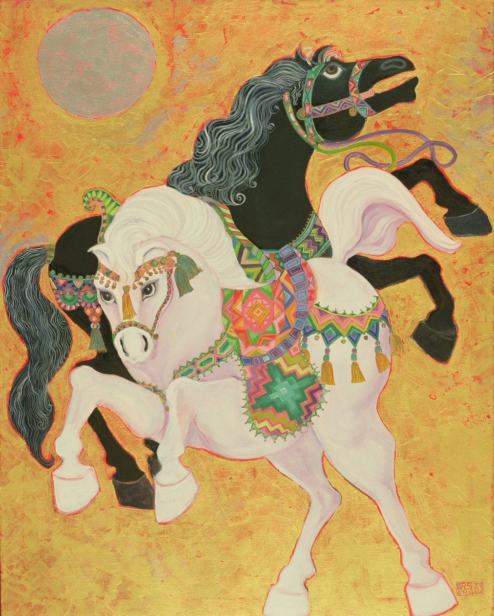 Antar a Abla, 1989 (akryl na plátně) od Laila Shawa