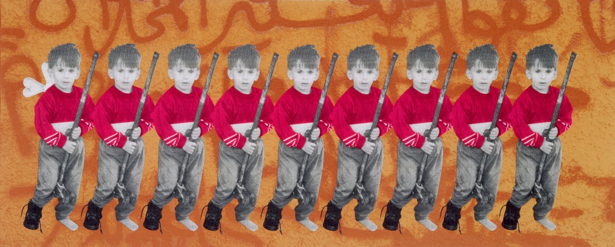 Děti války, děti míru, 1996 (sítotisk na plátně) (viz také 279271) od Laila Shawa