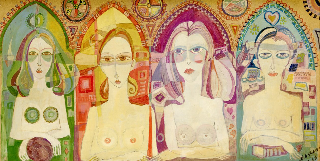 Icon, 1970 (tiskové oleje na palubě) od Laila Shawa