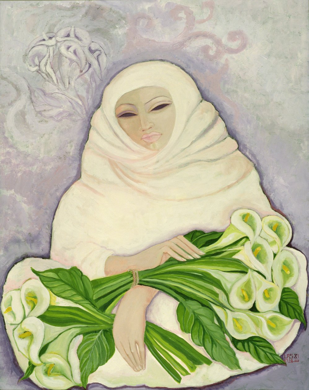 Prodejce lilie, 1989 (akryl na plátně) od Laila Shawa