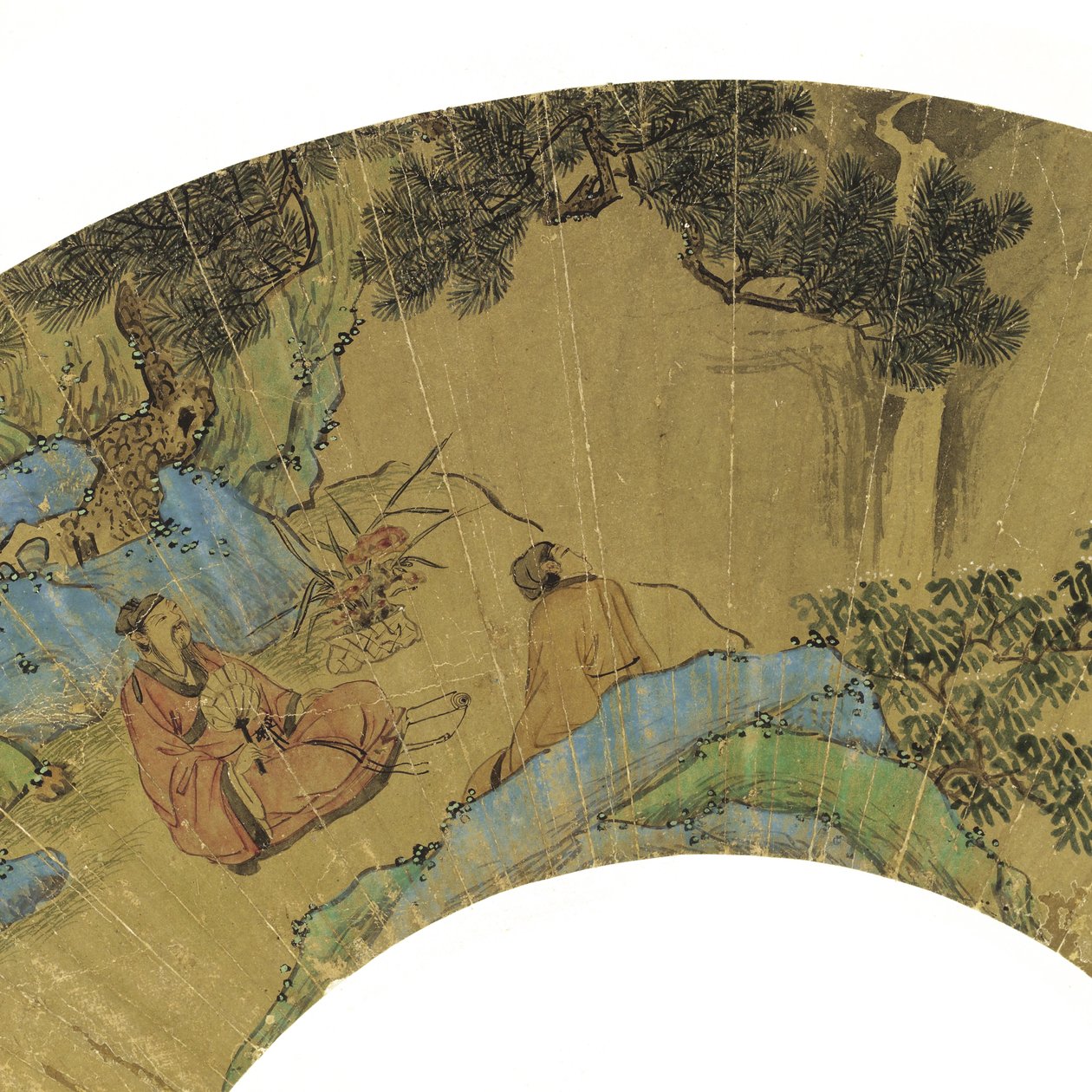 Dva učenci v horské krajině, 1656 (inkoust a barvy na zlatém papíře) od Lan Ying
