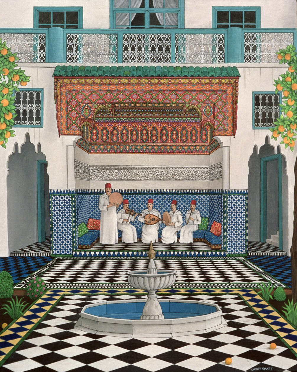 Riad v Marrakech, 1992 (akryl na plátně) od Larry Smart