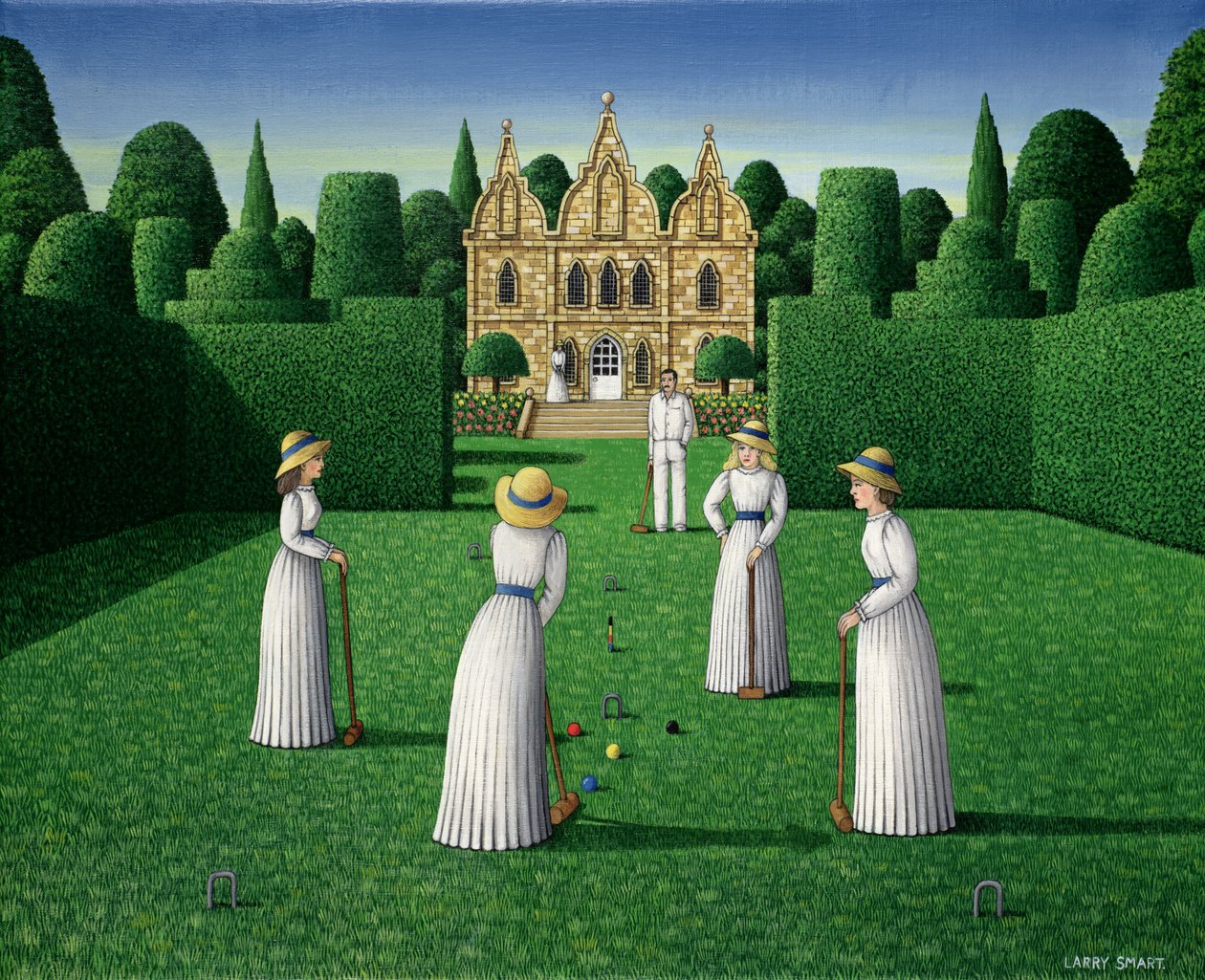 The Croquet Match, 1978 (akryl na plátně) od Larry Smart