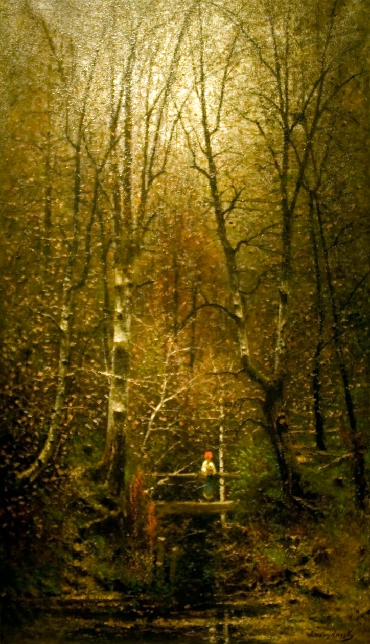 Forest stream hiddalnAngličtina: Forest_Creek_with_a_Bridgen od Laszlo Mednyanszky
