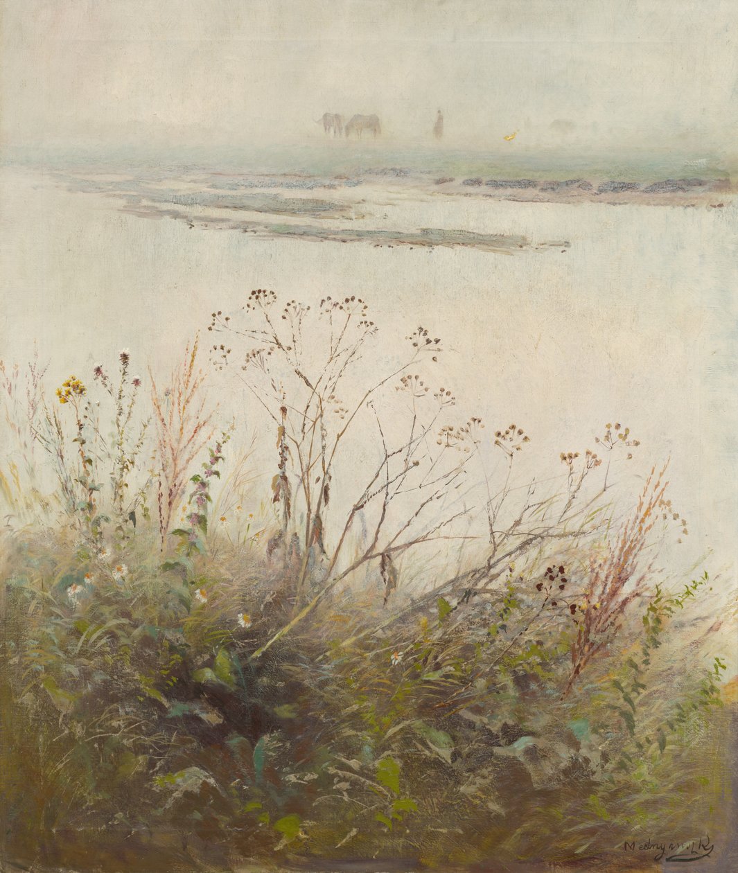 Shore of Flooded River in Blossom od Laszlo Mednyanszky
