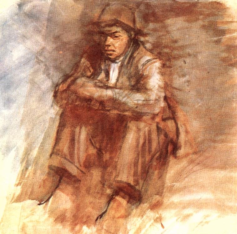 Sedící tramp od Laszlo Mednyanszky