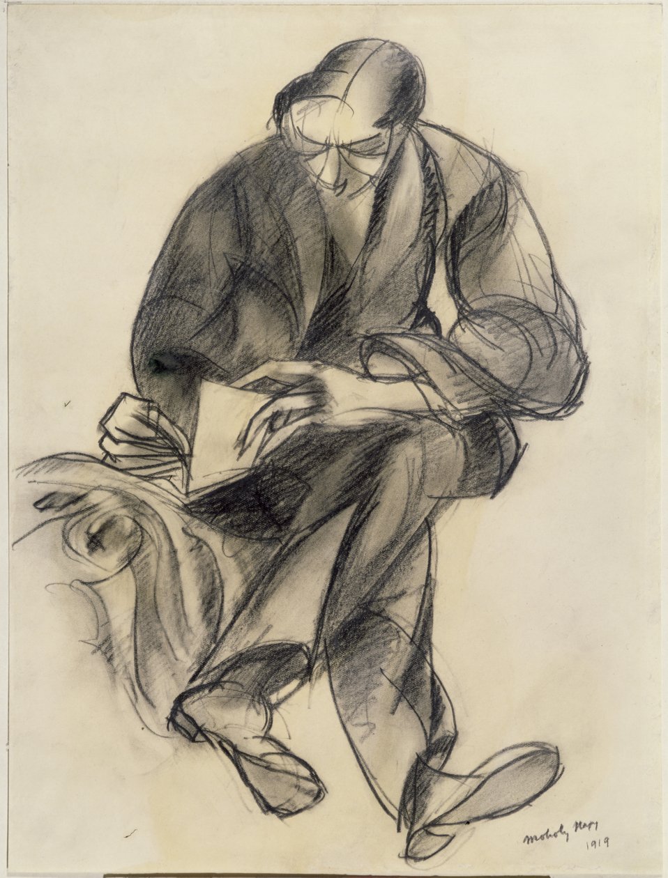 Čtení sedících postav, 1919 od Laszlo Moholy Nagy