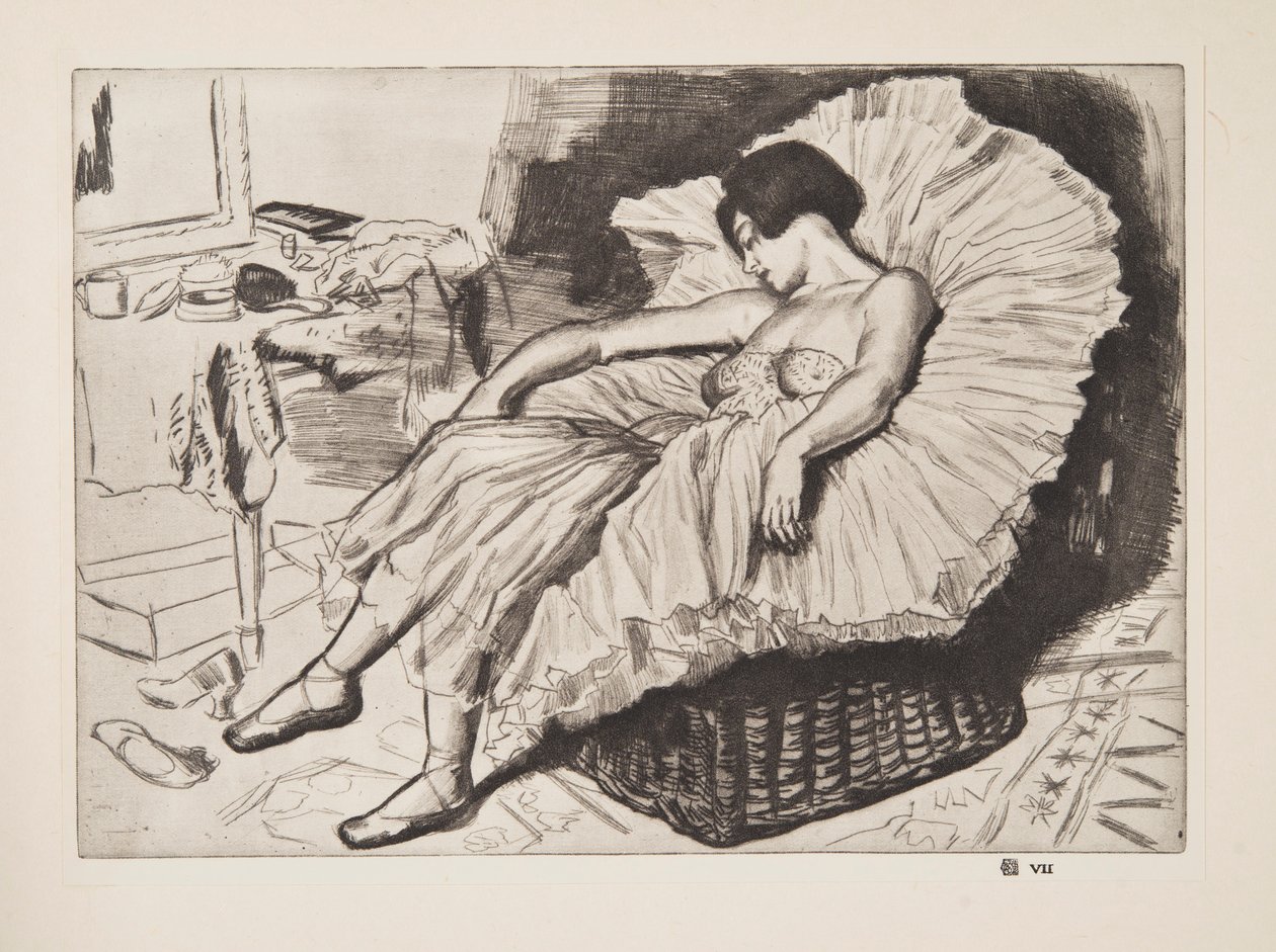 Tanečnice Spící, hospoda. 1925. od Laura Knight
