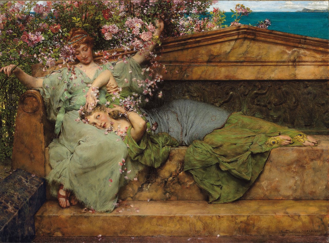 V růžové zahradě, od Lawrence Alma Tadema