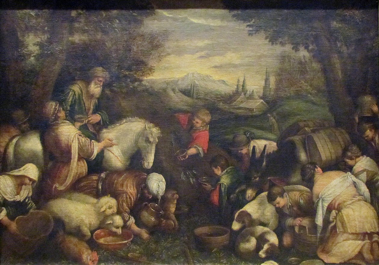 Mojžíš udeří do skály od Leandro Bassano