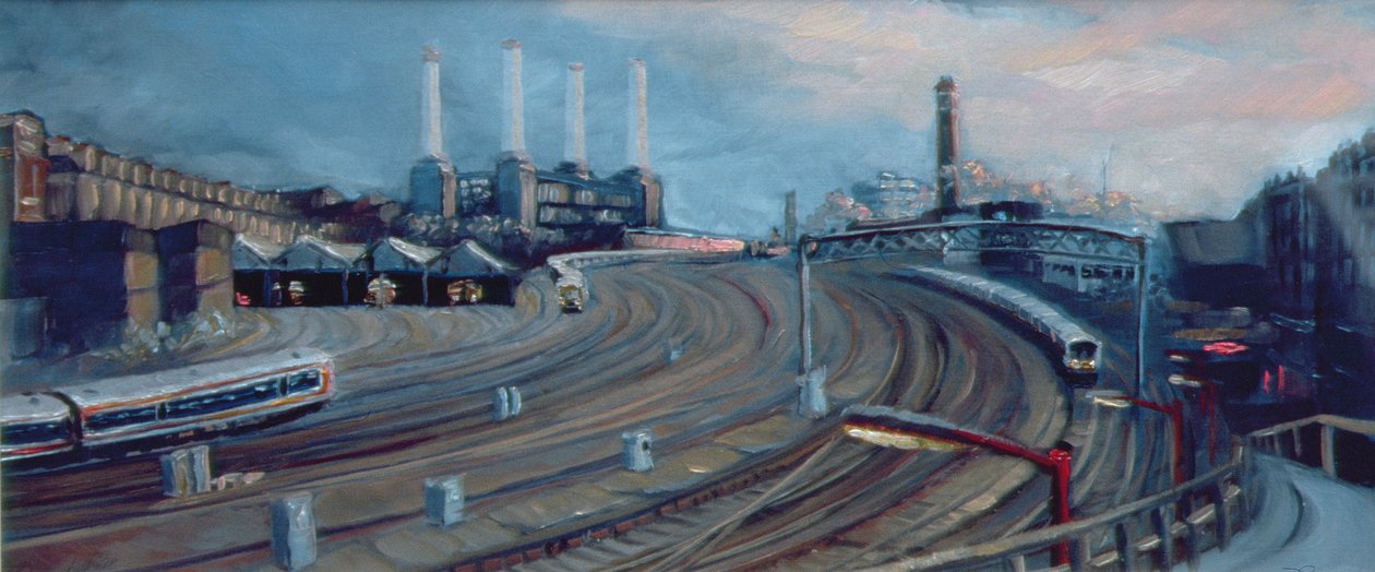 Ebury Bridge, 1998 (olej na papíře) Victoria Station od Lee Campbell